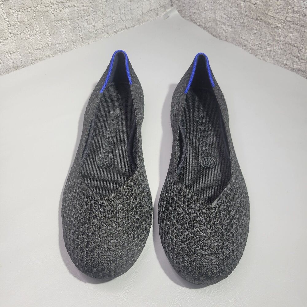 Rothy's The Flat Women's Size 8 Black Honeycomb Lightweight Knit Ballet Shoes
